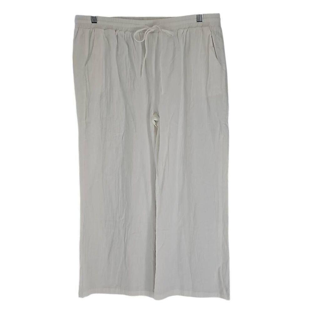 White elastic drawstring pants, slacks. Size XXL. - Picture 1 of 7